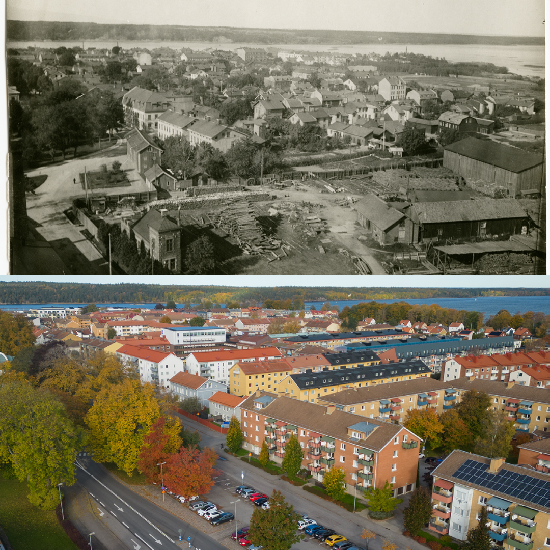 En svartvit och en färgbild.