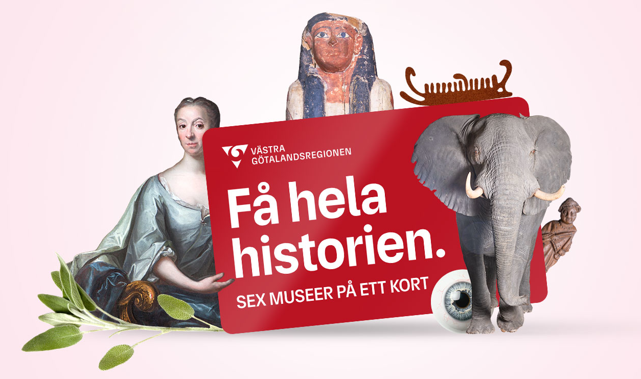 ett årskort med inklippt figurer från olika museer