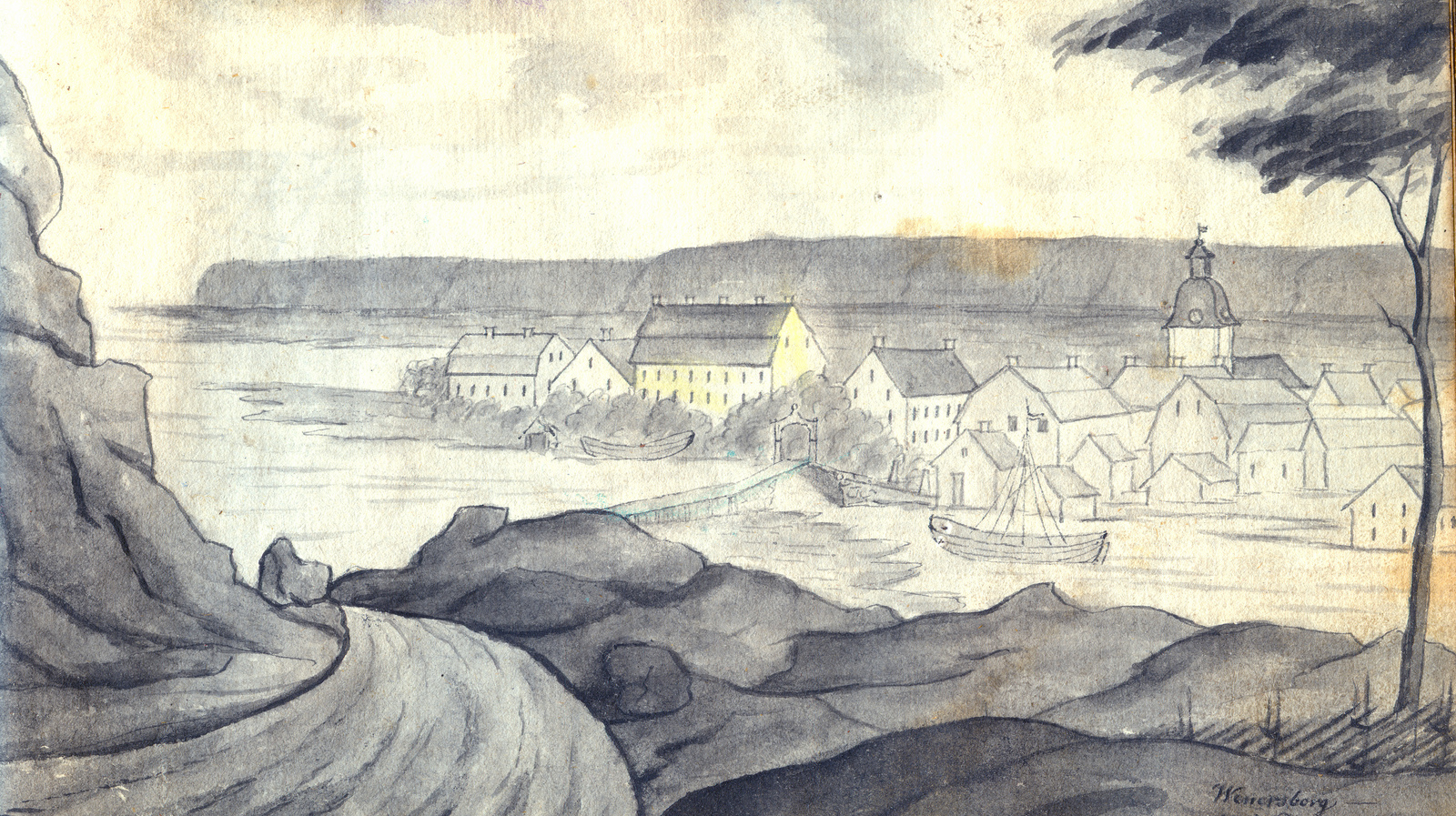 Skiss över 1700-talets Vänersborg