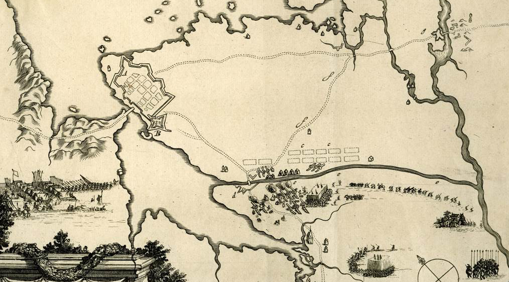 Karta med Vänersborg och arméer inritade