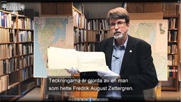 Museichef Peter Johansson berättar om Zettergrens skissbok.
