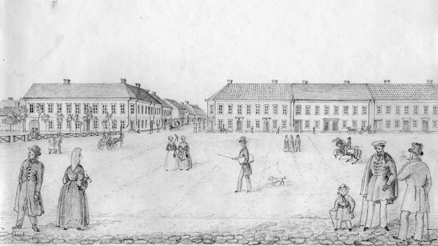 Torget. Illustration av Fredrik August Zettergren