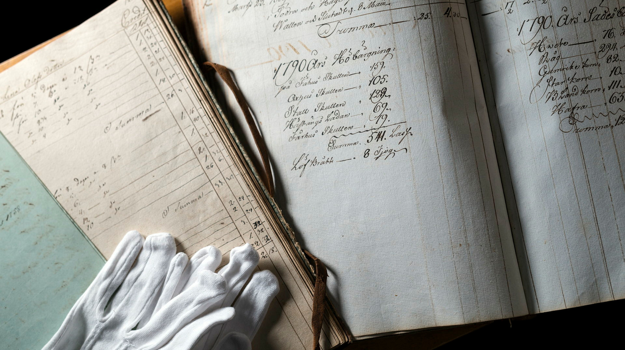 Arkivhandlingar med vita handskar.