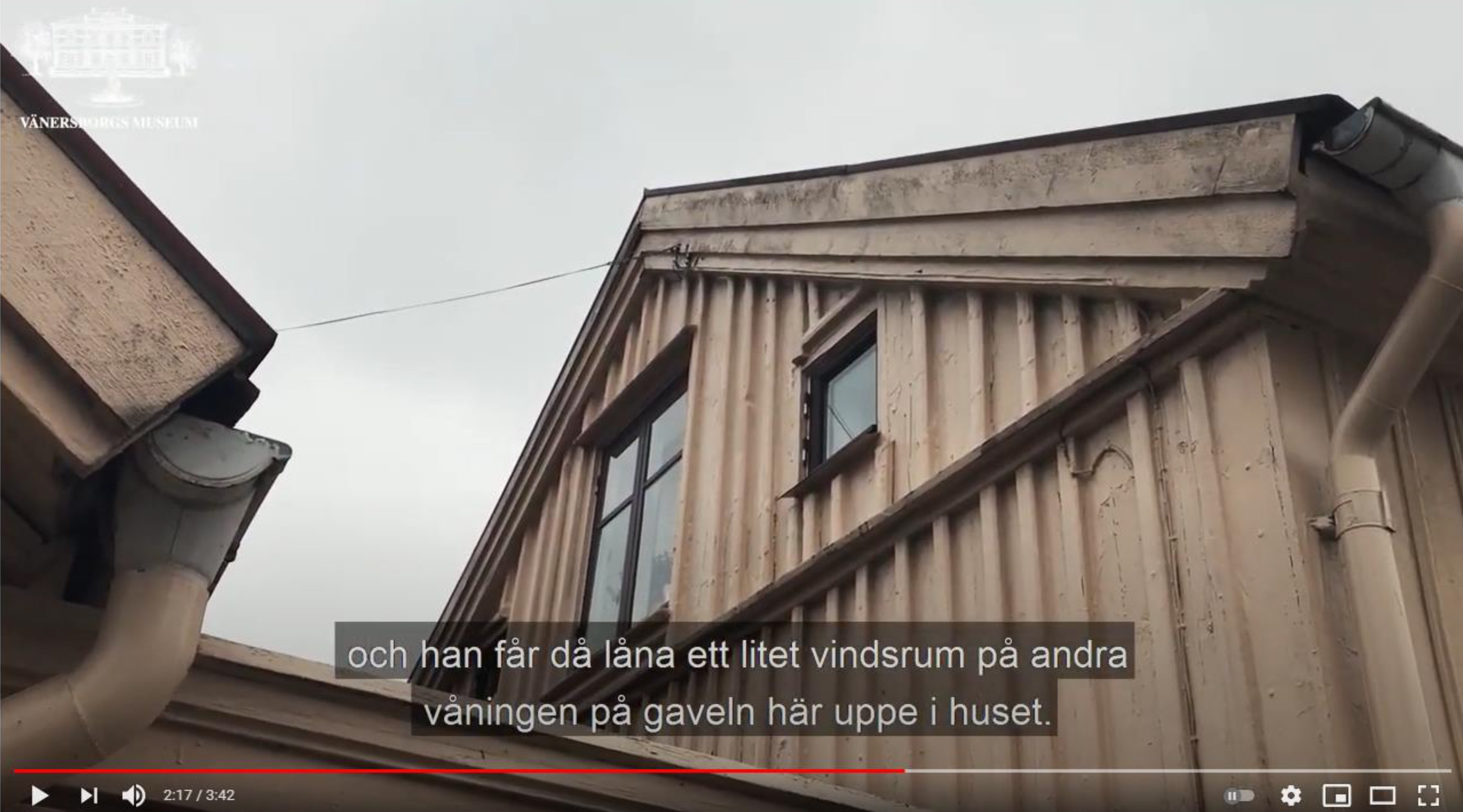 Vindsrummet som Birger Sjöberg bodde i vid sitt besök i Vänersborg.