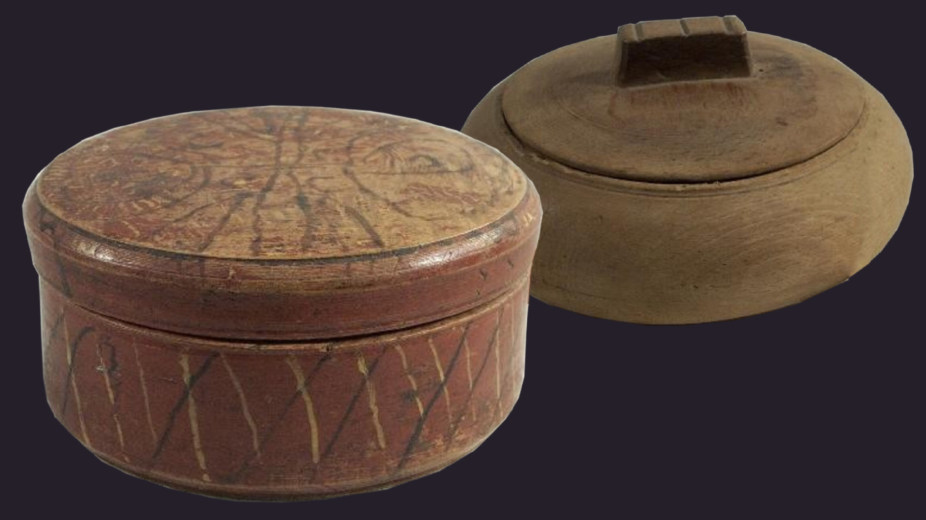 Två runda askar med lock