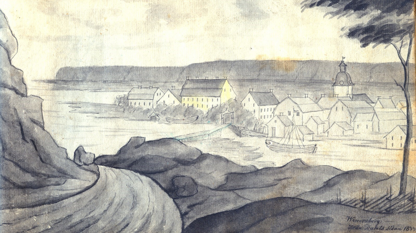 Thuns skiss över Vänersborg 1833