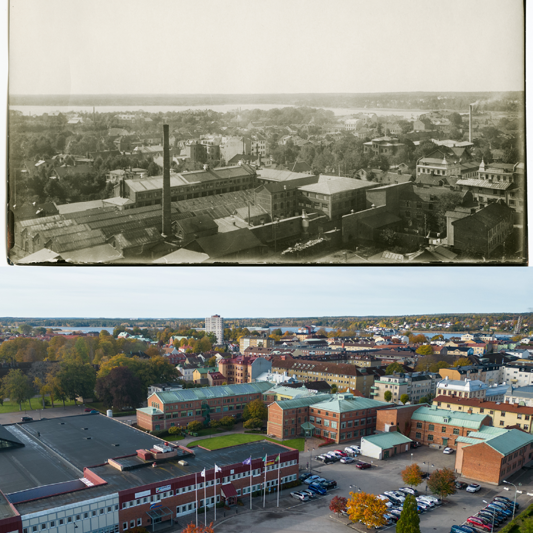 En svartvit och en färgbild.