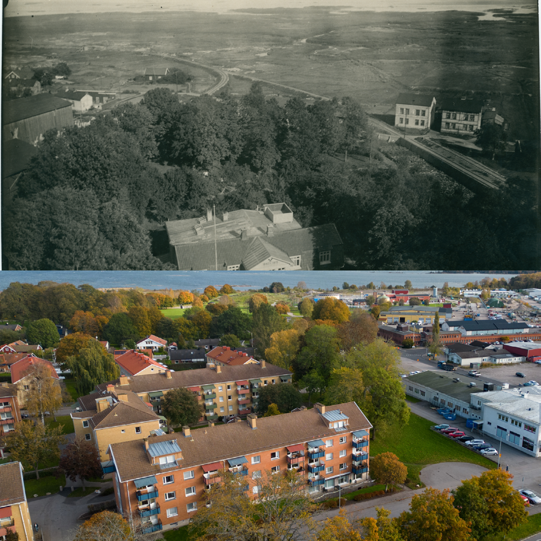 En svartvit och en färgbild.