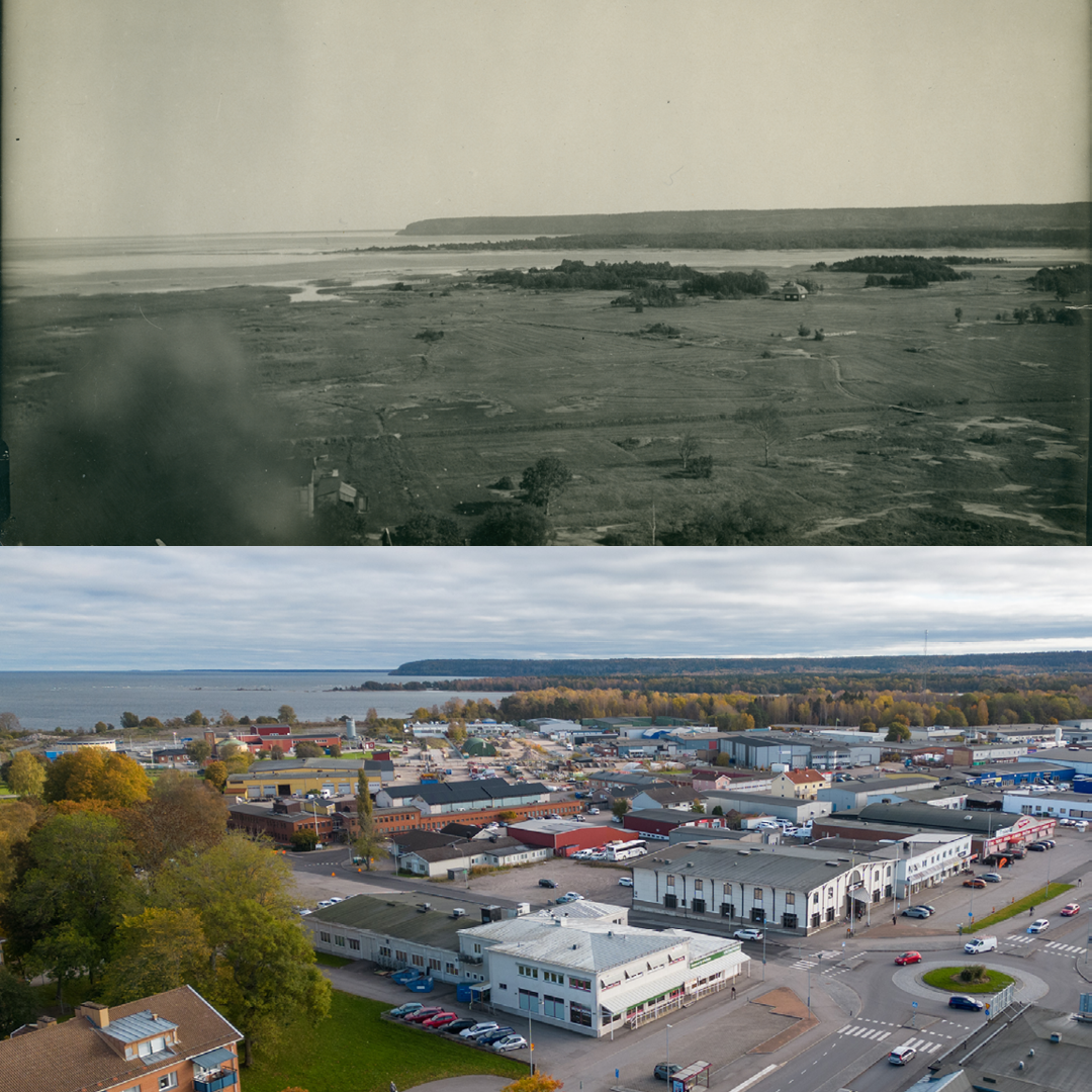 En svartvit och en färgbild.